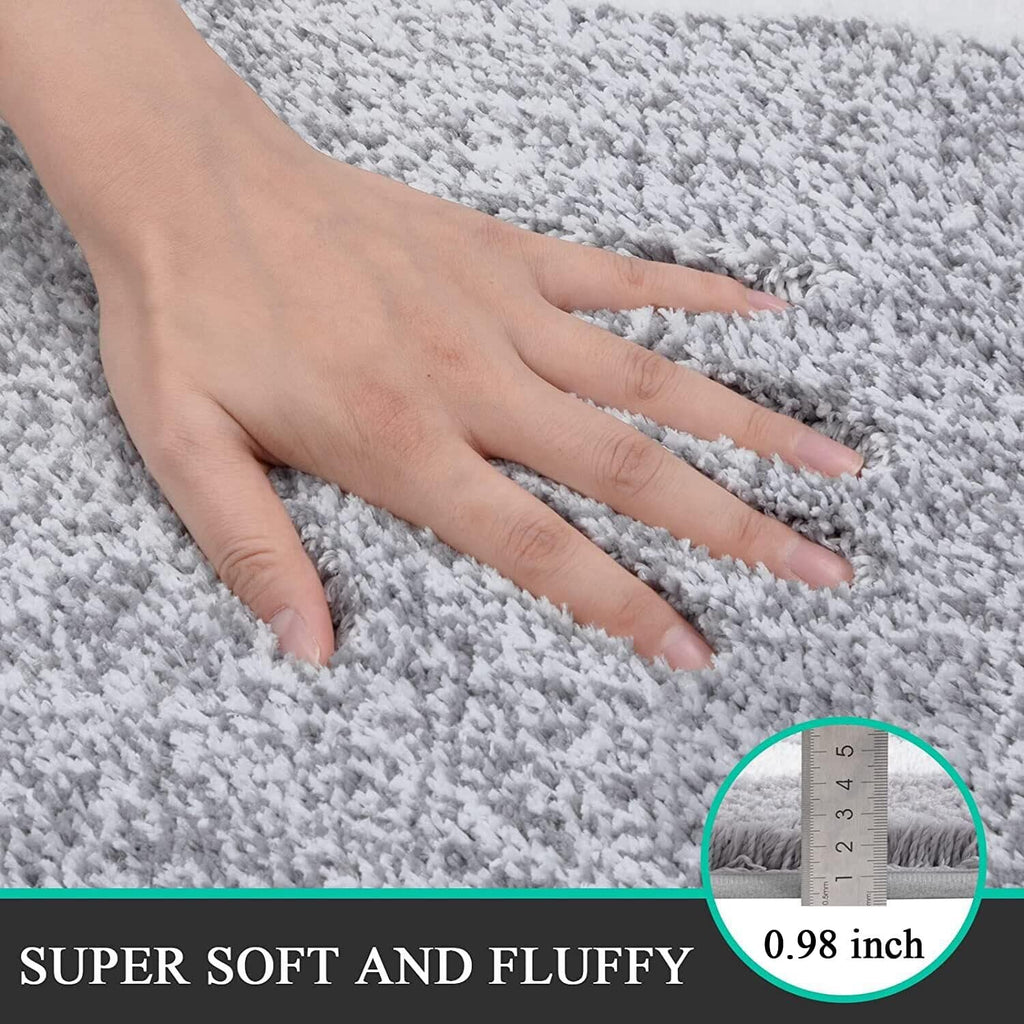 Bathroom Rugs Sets 2 Piece, Non Slip Washable Bath Mat, Light Grey | Soft Plush Microfiber, Super Absorbent Floor