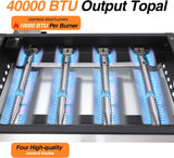 4-Burner Portable Propane Gas Griddle, Stainless Steel Flat Top Grill with Regulator and Dust Cover for Camping and Tailgating