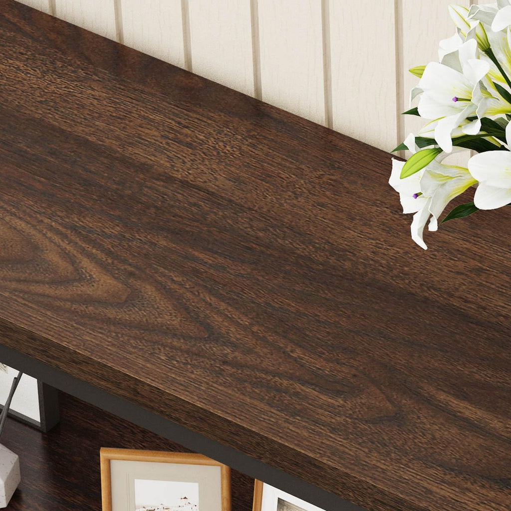 Console Table , Modern Entry Table with 3 Tier Shelves, Couch Tables Behind Sofa (55 Inch, Dark Walnut)