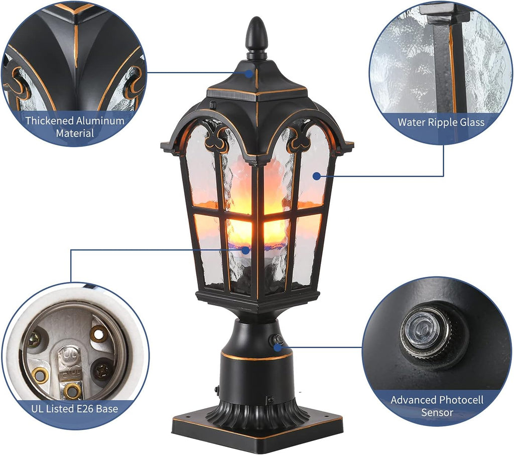 Dusk to Dawn Outdoor Lamp Post Lights Waterproof Exterior Pole Lantern Lighting Fixtures with 3-Inch Pier Mount Base