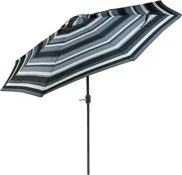 Outdoor Patio Umbrella - Polyester Table Market Umbrella with Push-Button Tilt and Crank - 8 Sturdy Ribs