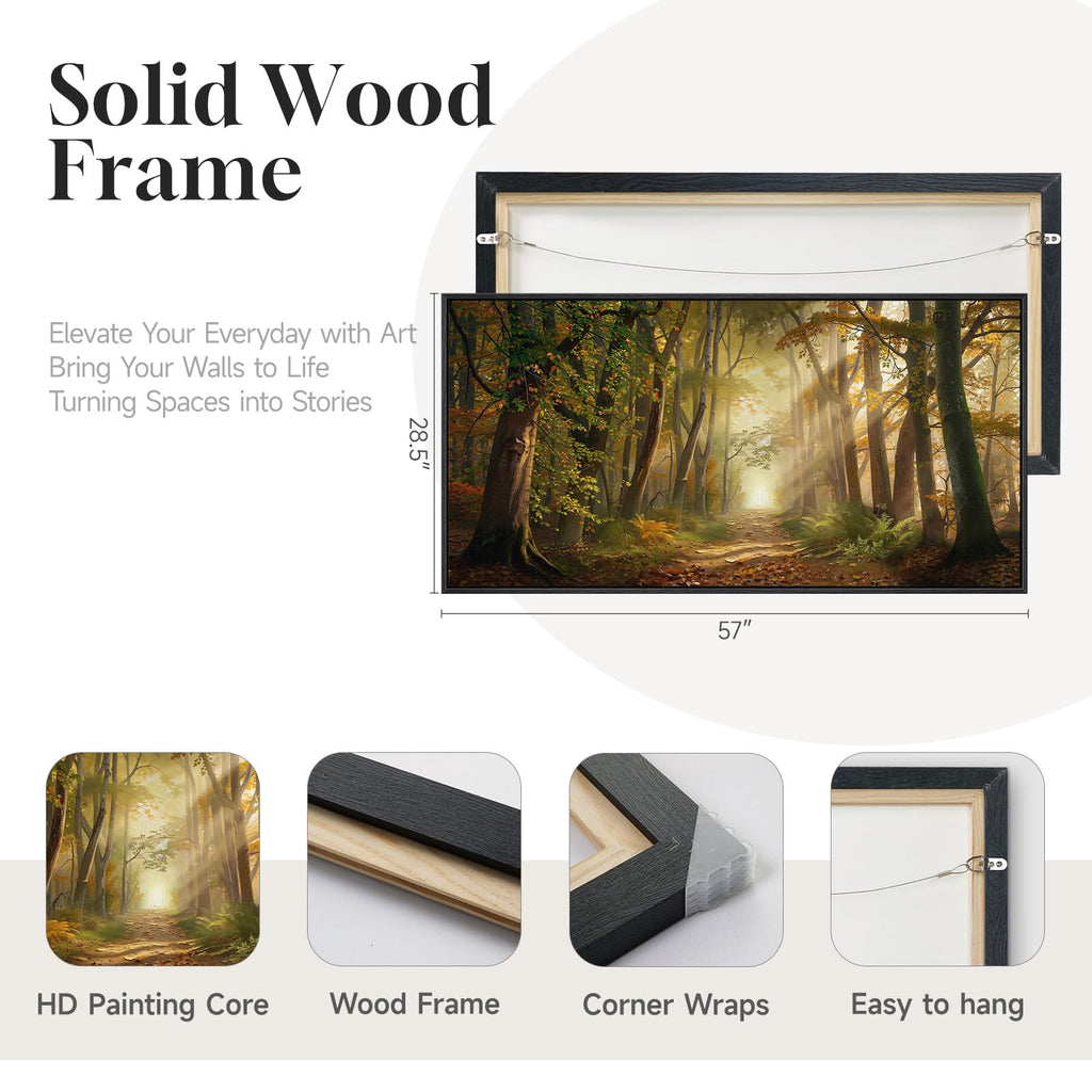 Large Framed Fall Forest Landscape Wall Art, 60x30 Inch