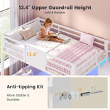 Bunk Bed Twin Over Twin with Stairs, LED Lights Twin Bunk Bed with 2 Storage Drawers & 6 Fabric Drawers