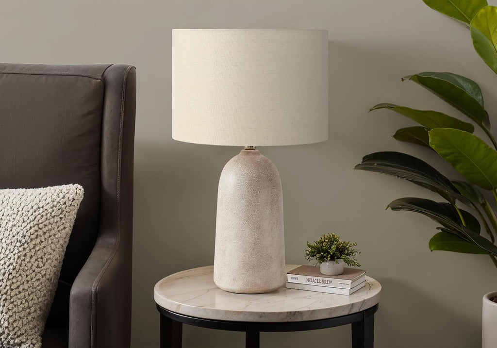 I 9905 Lighting, 27" H, Table Lamp, Beige Ceramic, Beige Shade, Contemporary, Modern