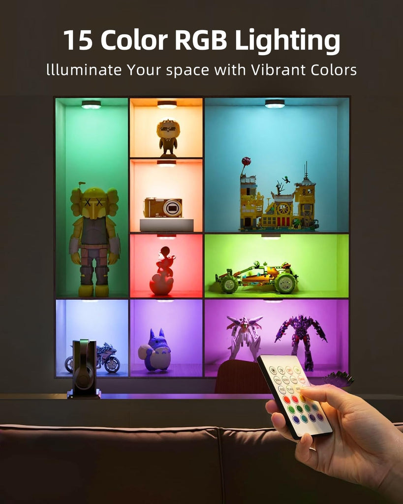 RGB Under Cabinet Puck Lights with Remote, Motion Sensor Lights