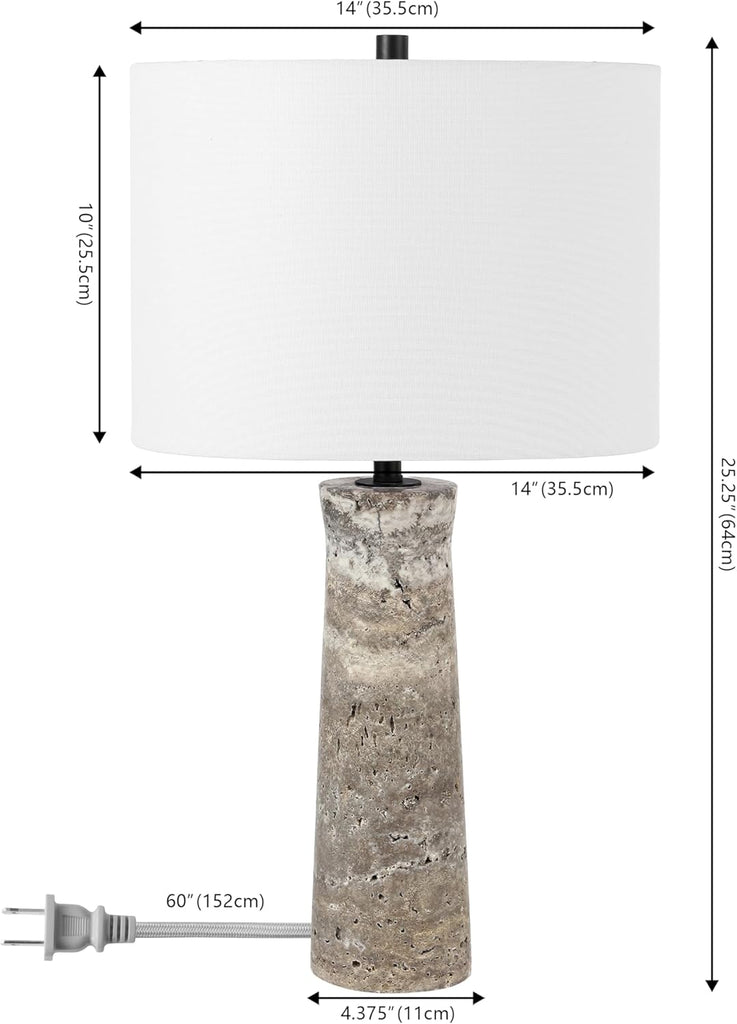 Alana Grey Travertine 25-inch Table Lamp, Desk, Nightstand (LED Bulb Included)