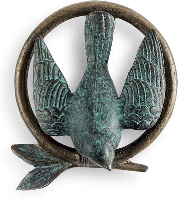Home Bird and Circle Branch Doorknocker - Decorative Cast Iron Door Knocker Entryway, Brown, 1 Set