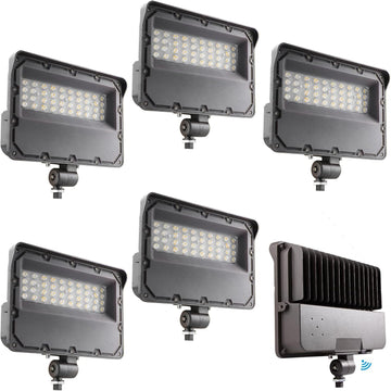 6Pack 150W LED Flood Light Outdoor with Knuckle, 100-277VDriver Equipped, 5 Years: IP65 Waterproof 21000LM, 5000K