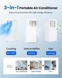 8000 BTU Portable Air Conditioner - 3 in-1 Cooling, Dehumidifier & Fan with Quiet Operation, Sleep Mode