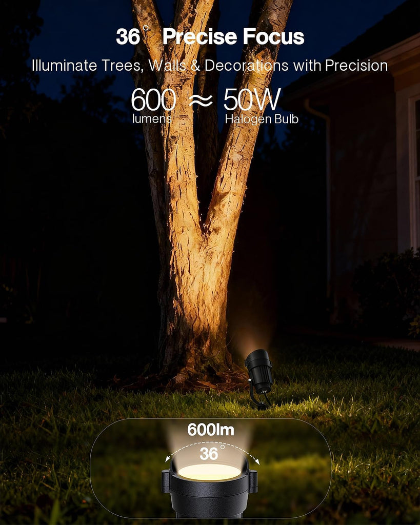 12W Spot Lights Outdoor 110V to 120V Landscape Lighting Waterproof Spotlight with 4.9ft 3-Plug LED Plug in Landscape