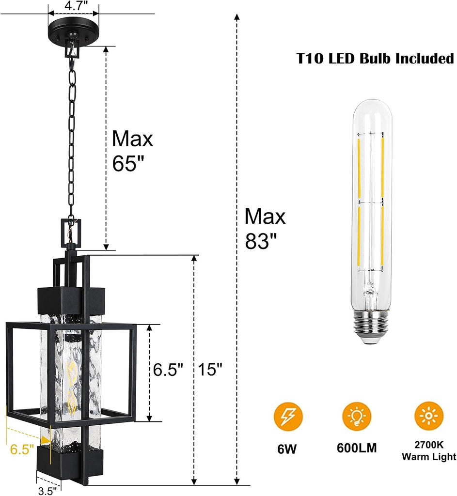 Motion Sensor 15" Outdoor Pendant Light Exterior Hanging Lantern