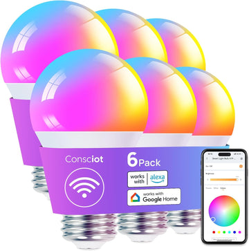 Smart Light Bulbs, LED Light Bulb, 800lm Dimmable, 6 Pack