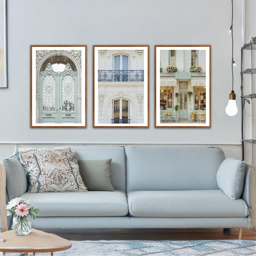 KAlRNE Vintage Italian Large Wall Art,Set of 3(24''X36''),Modern Paris Cityscape Wall Decor,European Street Picture