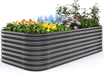 Galvanized Oval Raised Garden Bed Kit, 8x4x2 ft