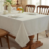 Linen Blend Handmade Hemstitched Tablecloth for Dinner Table, Parties, Wedding Decorations (55" x 86
