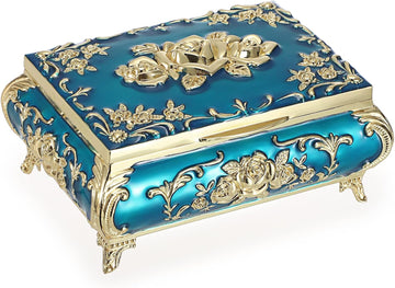 Metal Decorative Jewelry Box Vintage Treasure Chest Case for Women