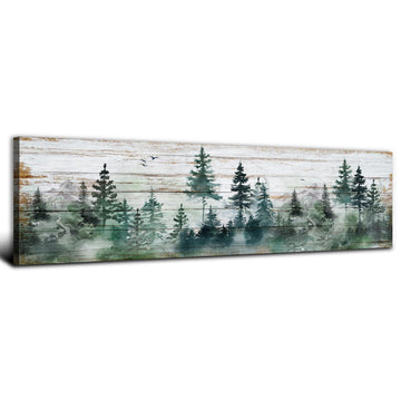 Farmhouse Pine Tree Wall Art Forest Wall Decor Rustic Wood Mountain Picture Canvas Prints Kitchen Cab Decor Vintage
