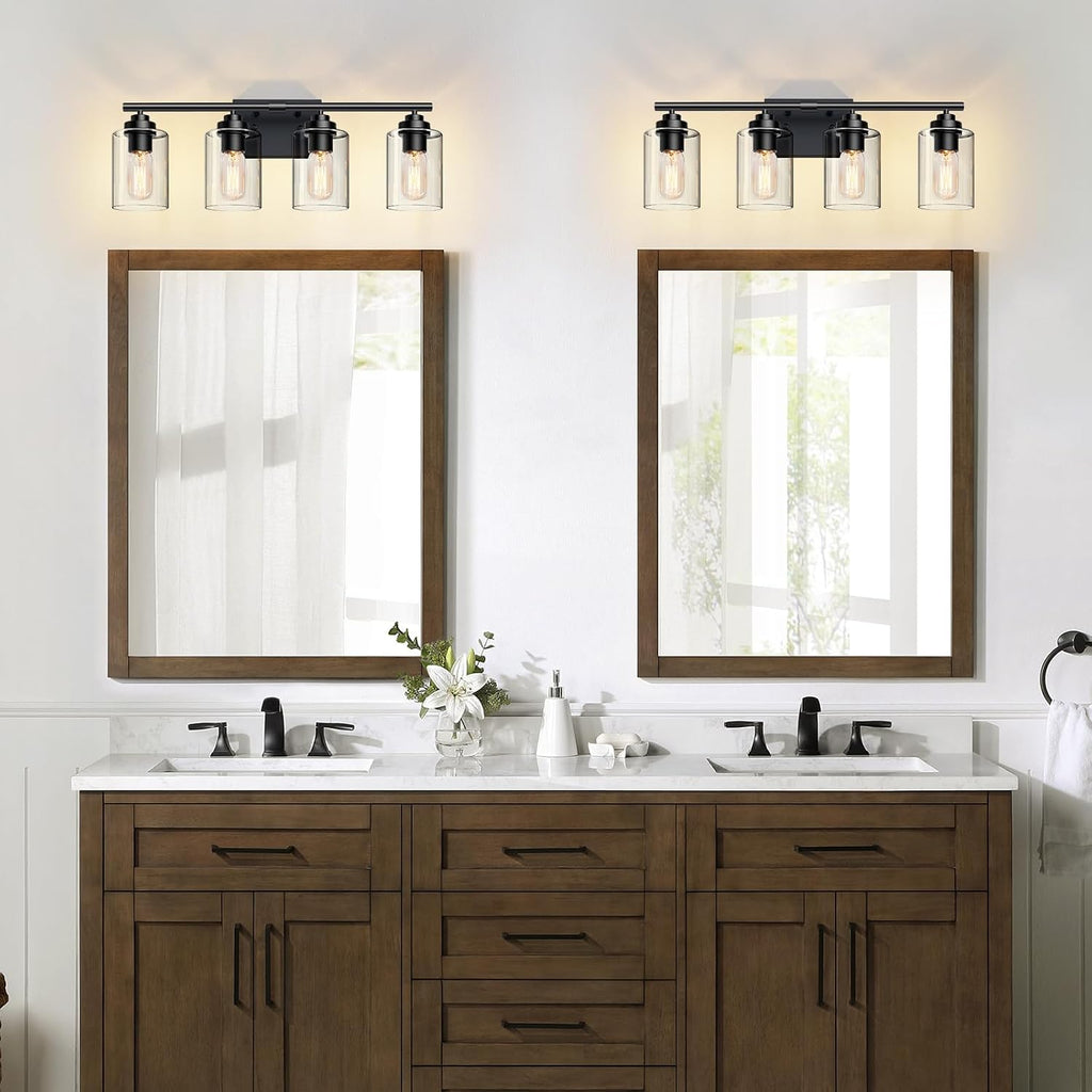 Bathroom Vanity Lights Over Mirror,Bathroom Light Fixture Wall Sconce Lighting (Black, 4-Light)