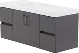 Spring Mill Cabinets Innes 48 Inch Floating Bathroom Vanity with White Single Sink Top, 2-Door Cabinet