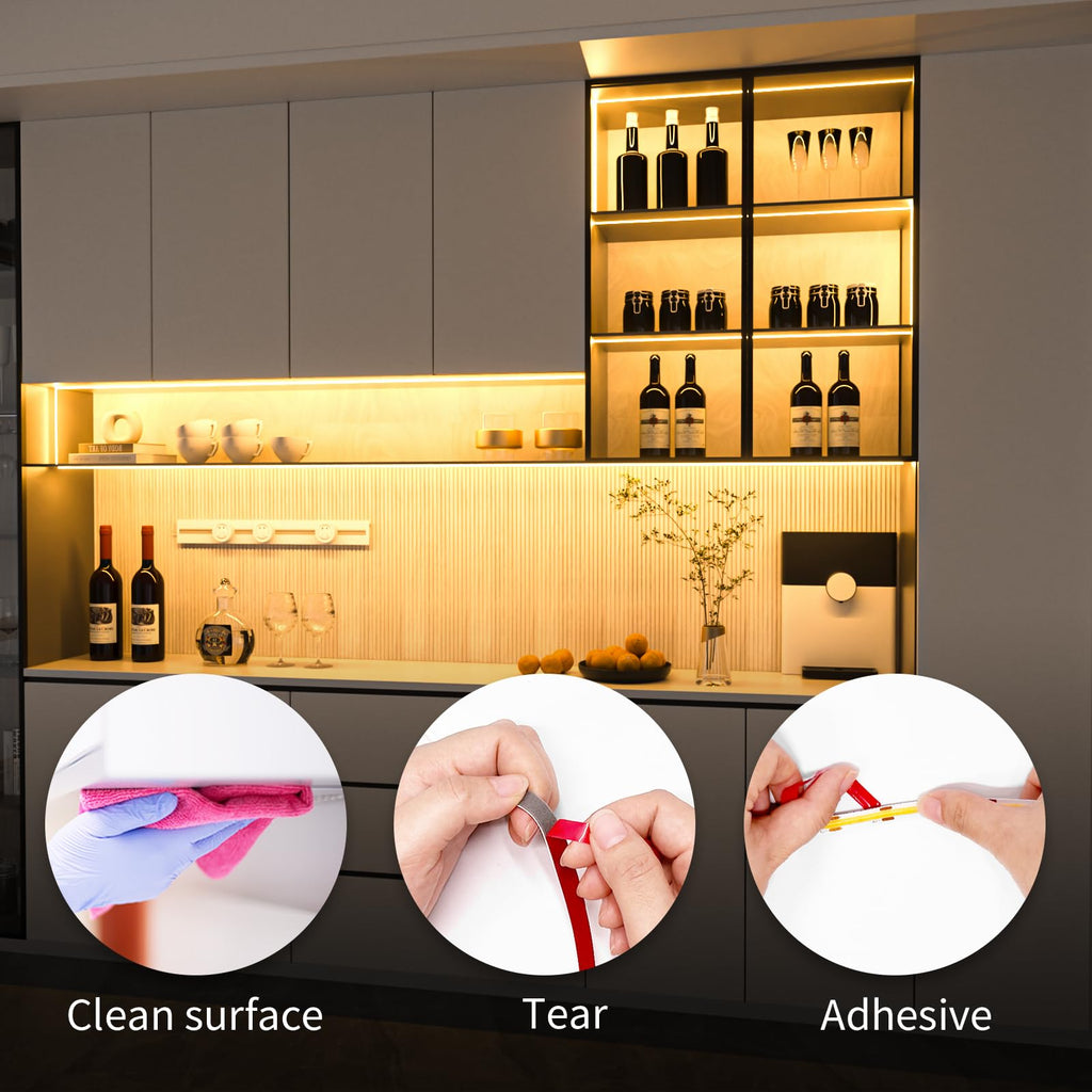 9.8ft COB LED Strip, Dimmable Under Cabinet Lighting with RF Remote