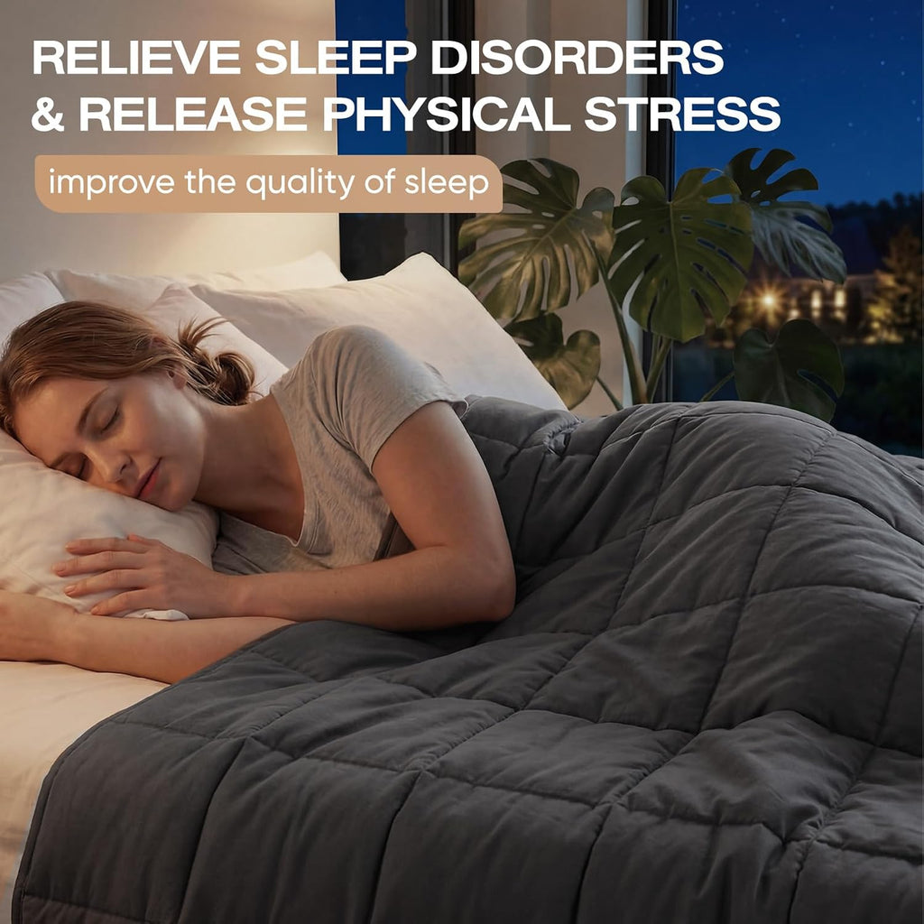 Cooling Weighted Blanket for Adults (5lbs, 41"x60") Heavy Blanket with Premium Glass, Queen Perfect for 190-210 lbs