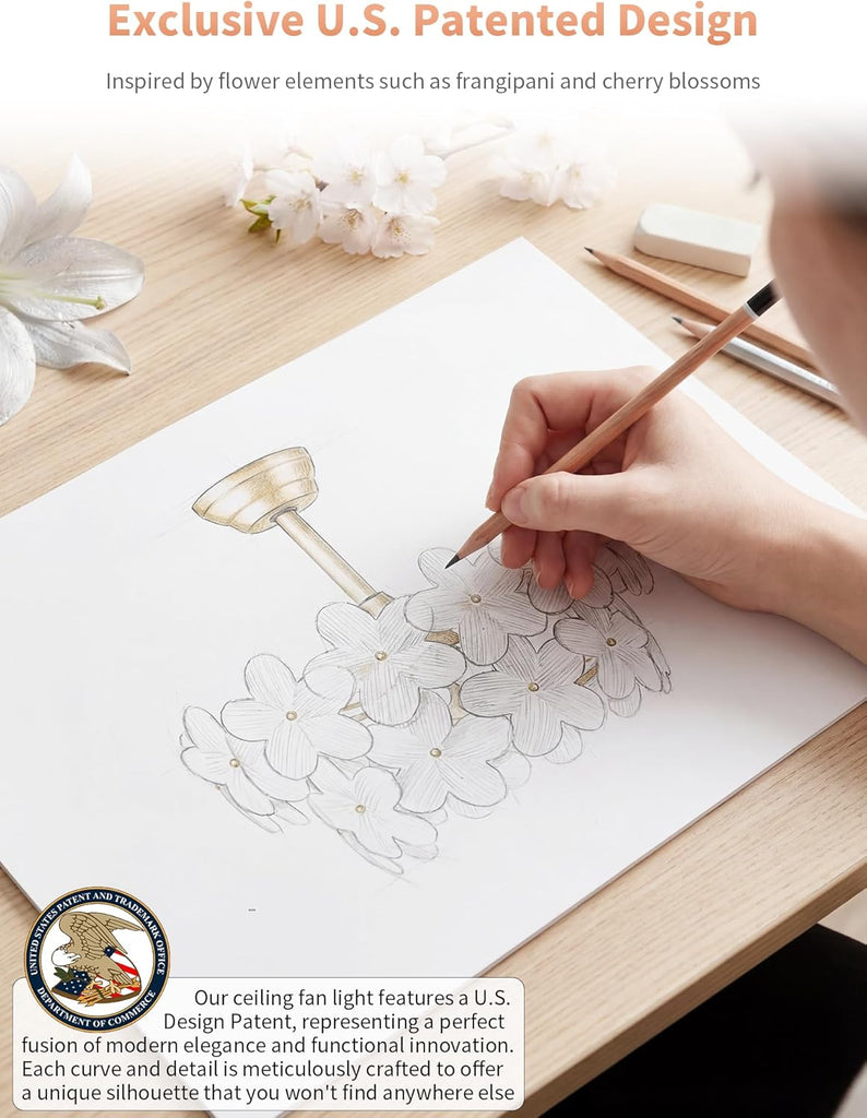 Gold Crystal Fandelier Ceiling Fans with Lights, 20" Gold Flower Chandelier Ceiling Fan with Light Remote Control