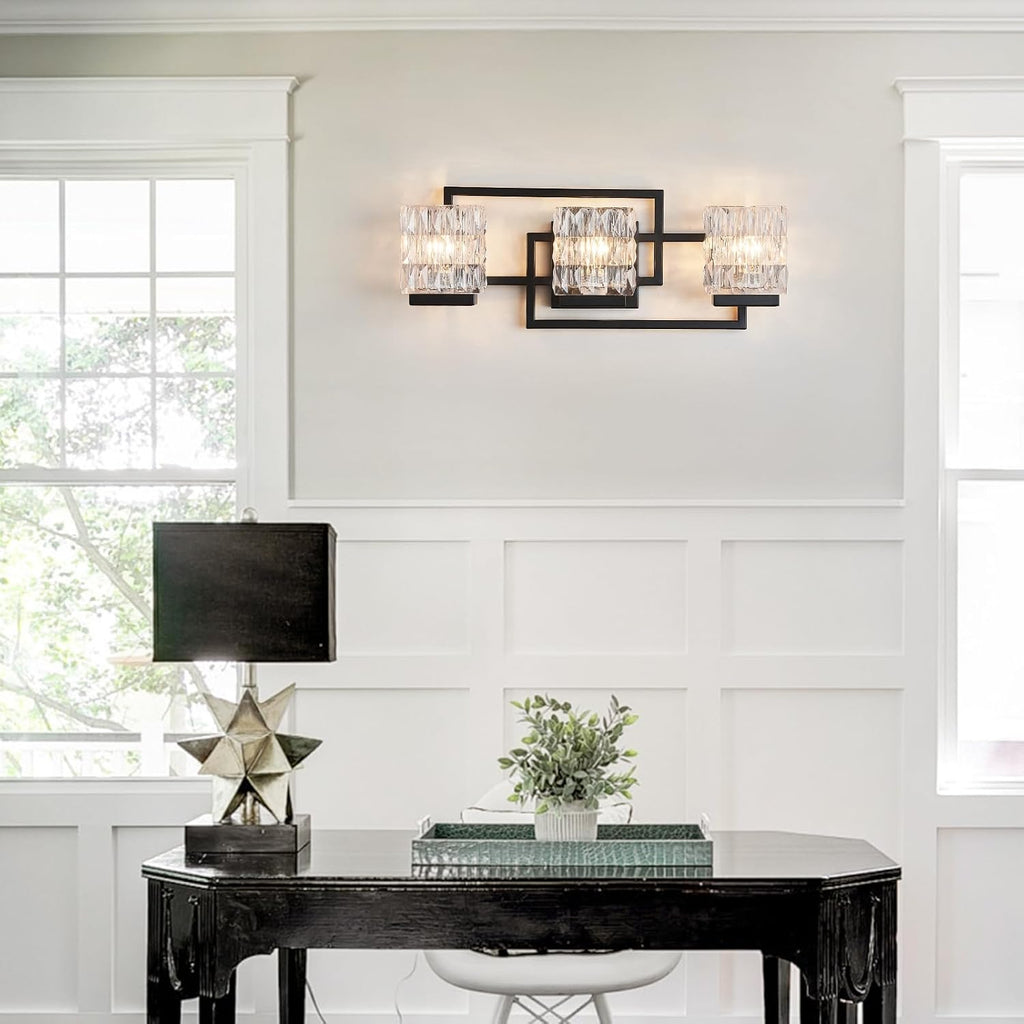 Bathroom Light Fixture Vanity Lighting Fixtures Over Mirror 3 Lights Matte Black Wall Mount Metal Hardwired Bedroom