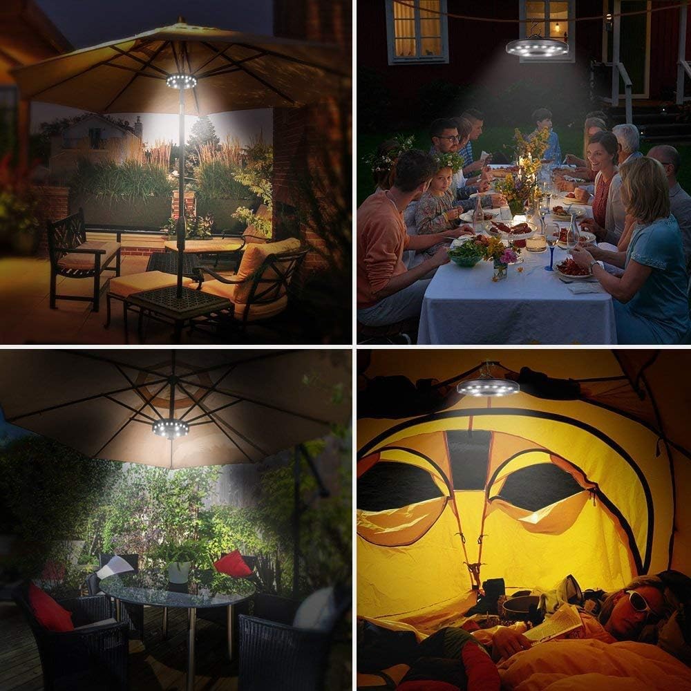 Patio Umbrella Light 3 Brightness Modes Cordless 28 LED Lights at 200 lumens-4 x AA Battery Operated,Umbrella Pole