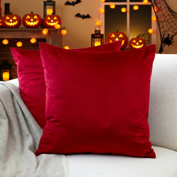 XO Velvet Throw Pillow Covers, No Inserts 24"x24" Red