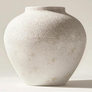 White Rustic Large Round Vase