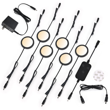 6pack LED Puck Light Kit, 2700-6000K Smart Round Under Cabinet Lighting with APP Control, Compatible with Alexa