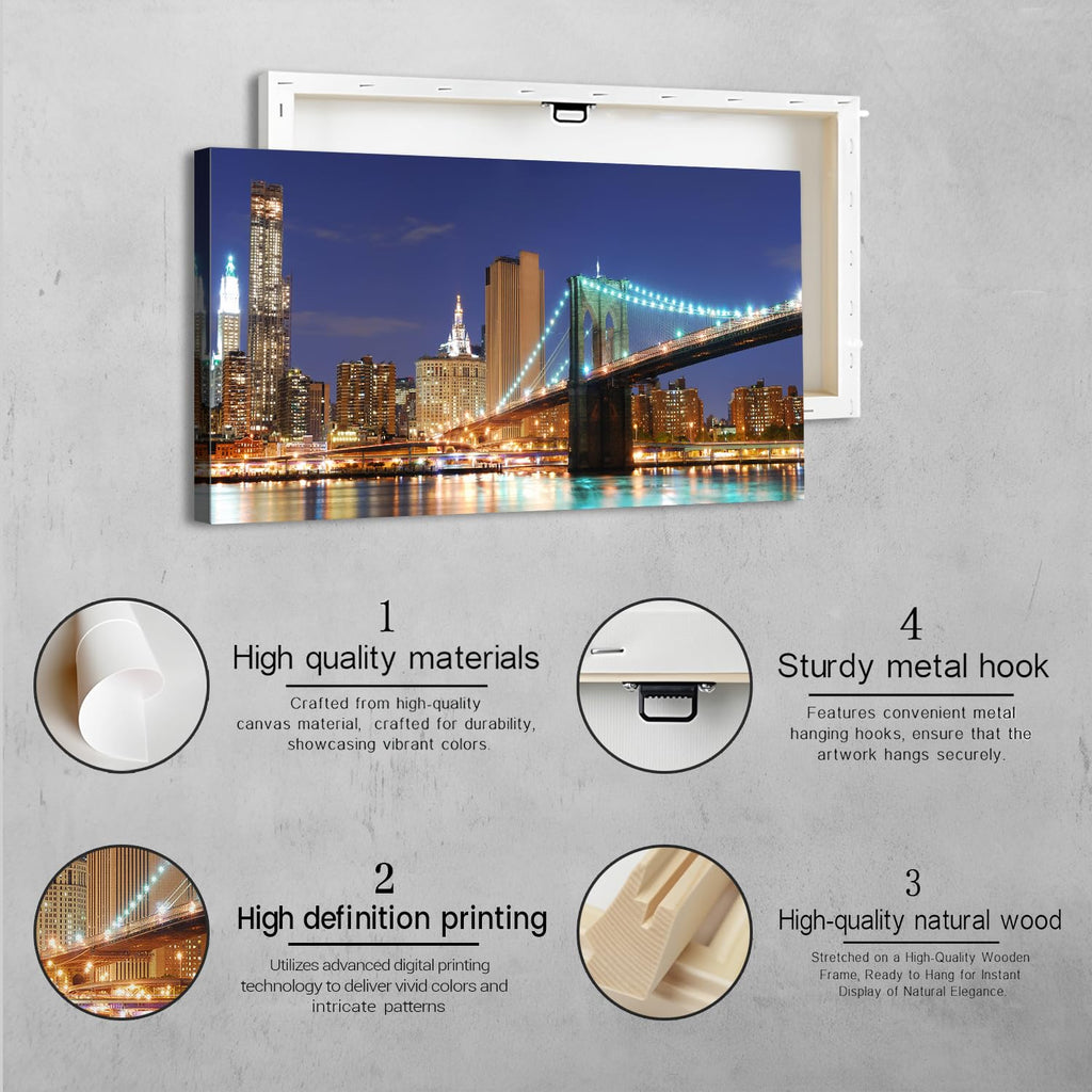 Brooklyn Bridge Wall New York NIght Picture Decor 20x40