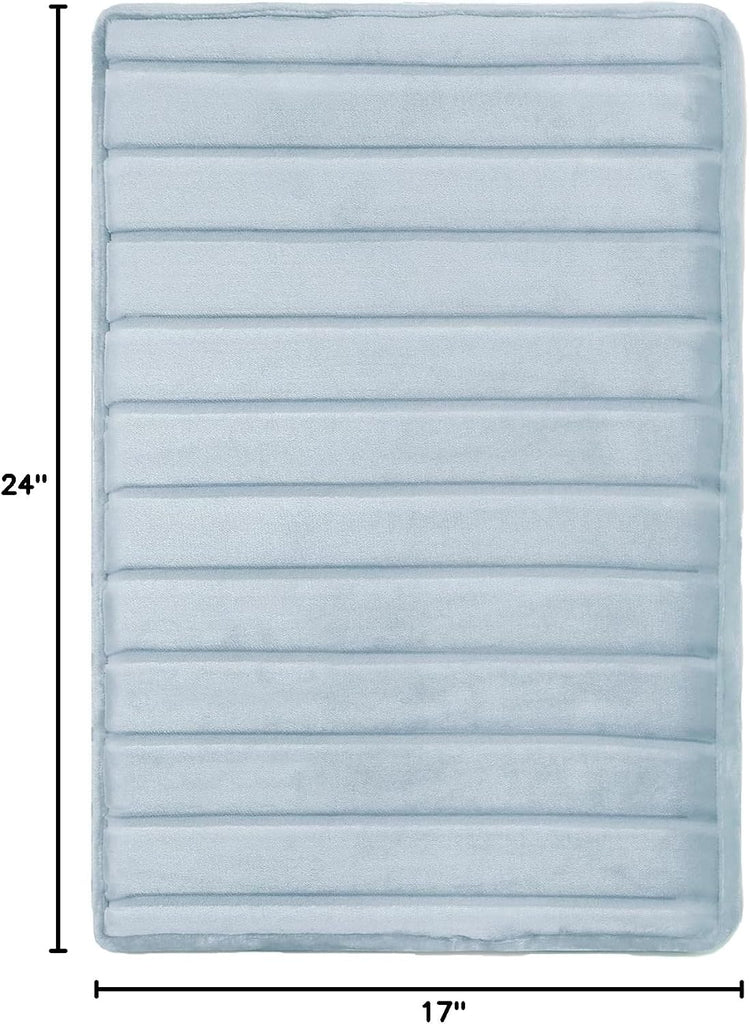 Extra-Thick, SoftLux, Charcoal Infused Memory Foam Bath Mat with GripTex Skid-Resistant Base, 17x24, Blue