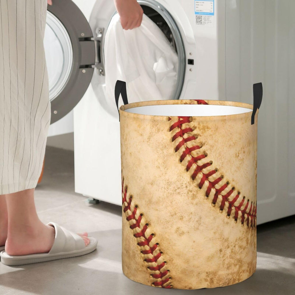 Baseball Texture Laundry Basket Laundry Hamper With Handles Collapsible Laundry Baskets Storage Basket For Room
