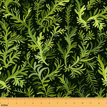 Green Leaves Fabric by The Yard Rustic Plants Soft
