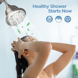 Filtered Shower Head Brushed Nickel - High Pressure Shower Head with Filter for Hard Water Softener