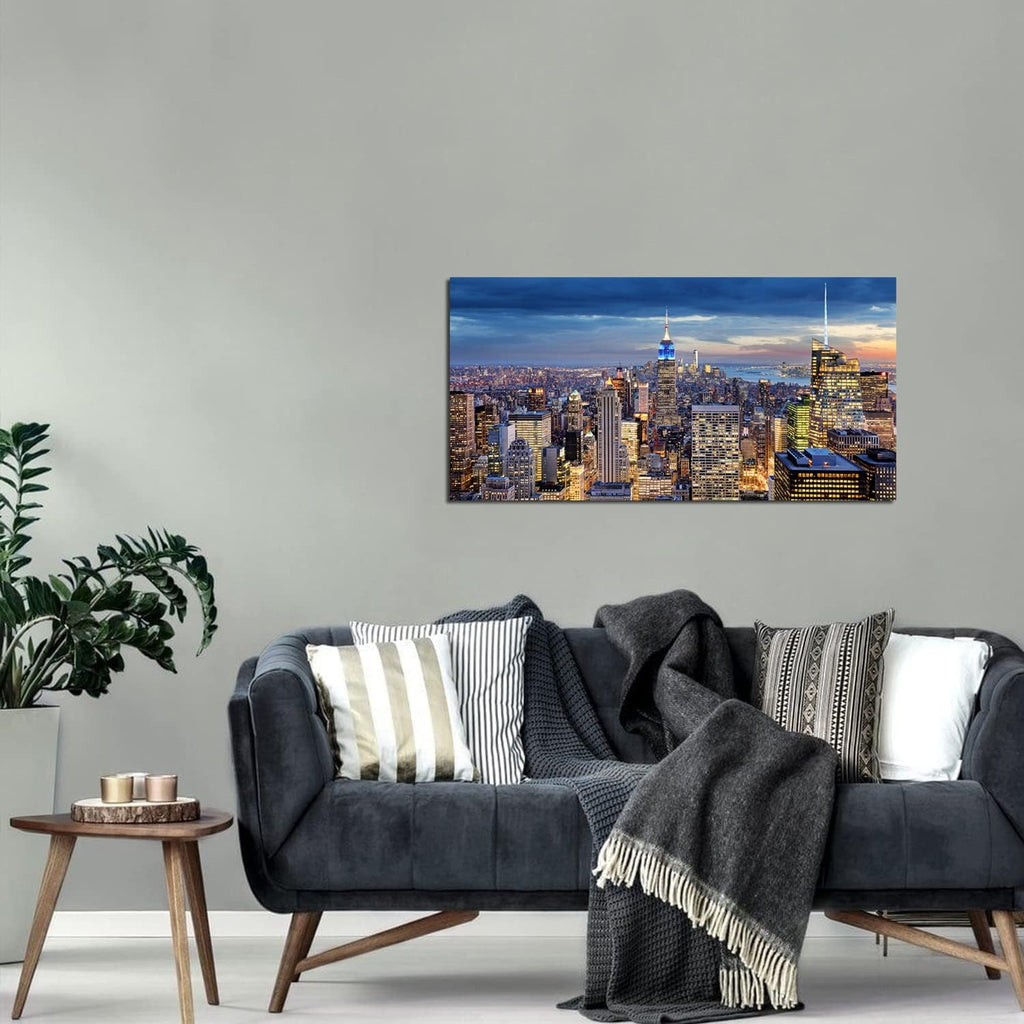 New York City Wall Art NYC Skyline Pictures Wall Decor Living Room Manhattan Skyline Poster Modern Skyscraper Canvas