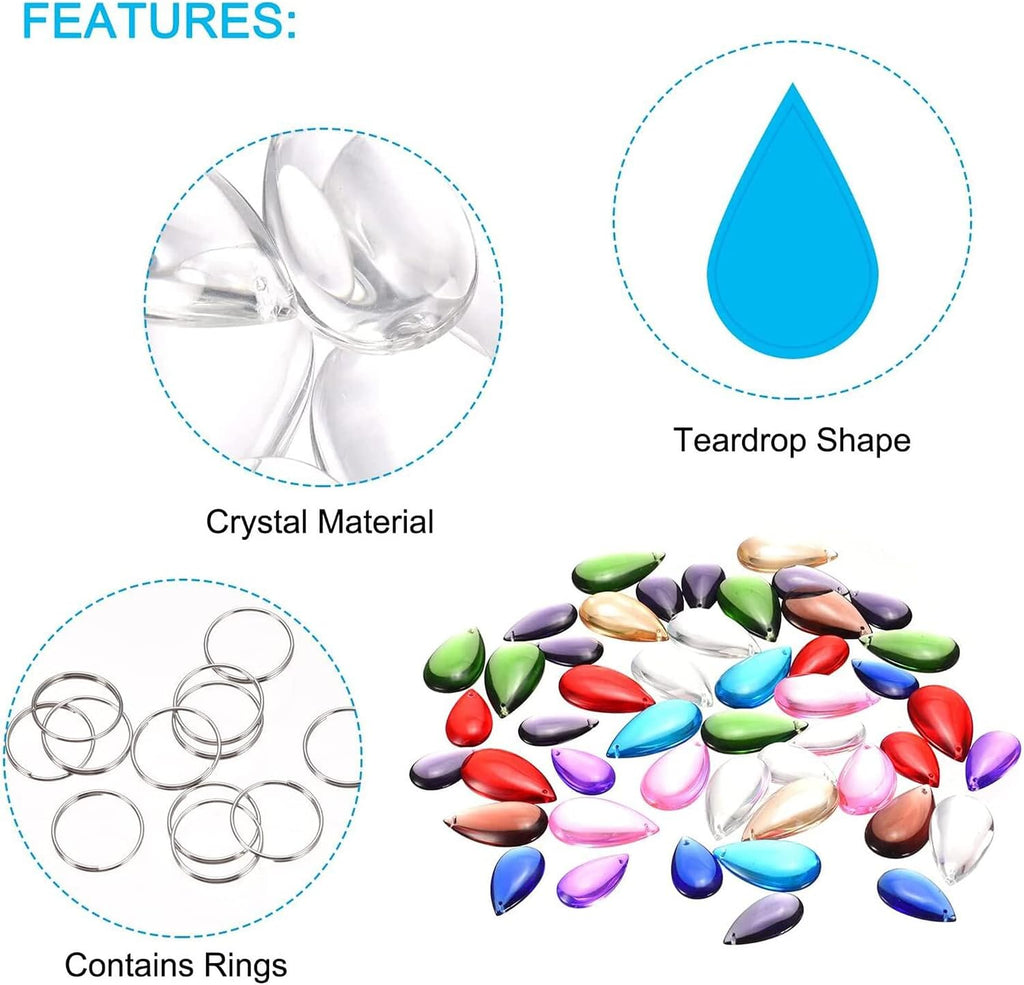 20 Pcs Teardrop Crystal Chandelier Pendants Clear Glass Lamp Decor - Clear Teardrop Crystal Chandelier Prisms