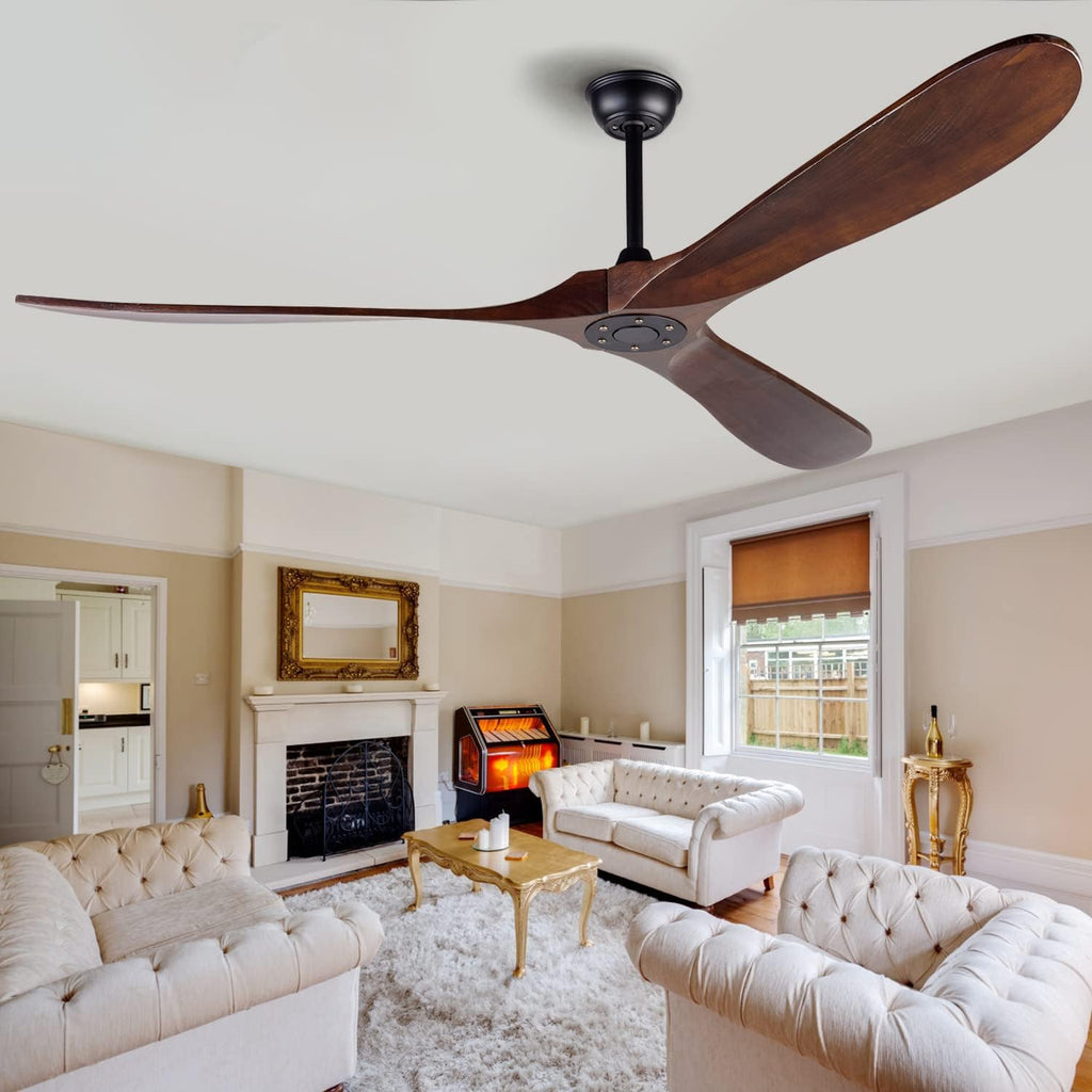 72 Inch Ceiling Fan No Light ，Wood Outdoor Ceiling Fans for Patios Living Room Garage Gazebo Mid Century Modern
