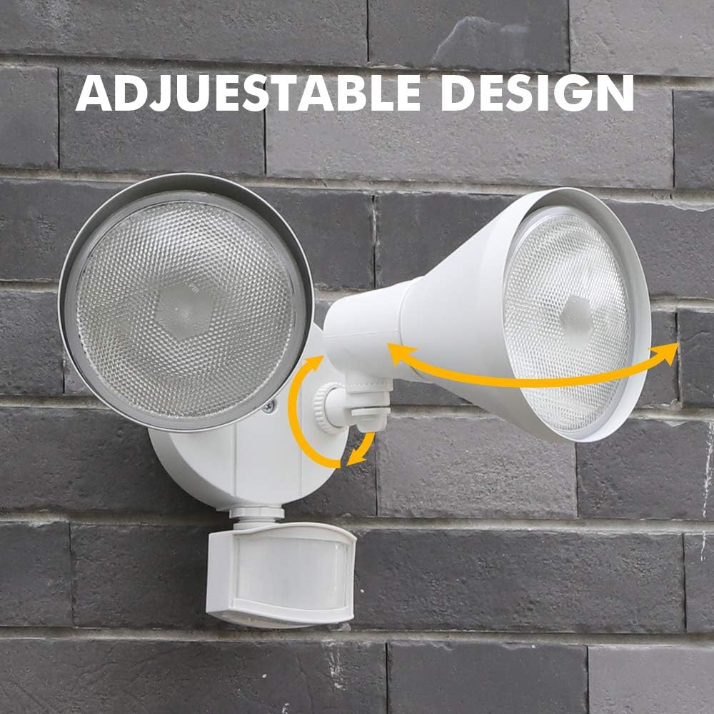 180-Degree 2-Head Motion-Activated Flood Light 300 Watt Halogen Motion Activated Integrated Dual-Head Floodlight