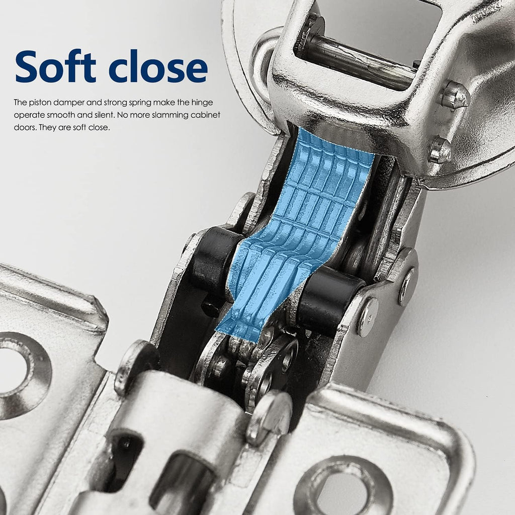 60 Pack 30 Pairs European Kitchen Cabinet Hinges Soft Close Full Overlay Door Heavy-Duty Frameless Adjustable Concealed