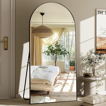 30x71 Arched Full Length Mirror, Large Full Body Floor Mirror Black
