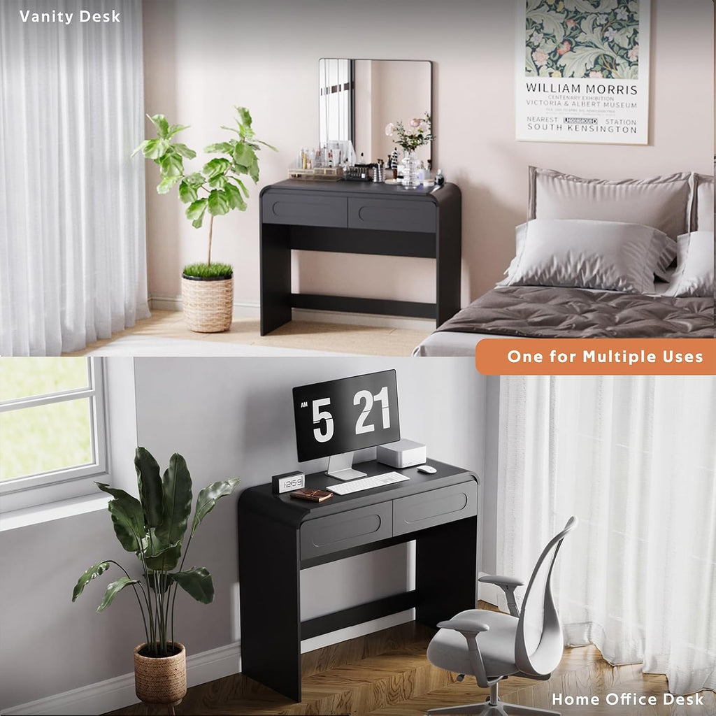 Vanity Desk, Makeup Vanity Desk with 2 Drawers and Storage Desktop Space | Modern Makeup Vanity Dressing Table with