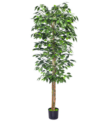 6FT Artificial Ficus Tree with Realistic Leaves, Faux Ficus Tree Indoor Decor