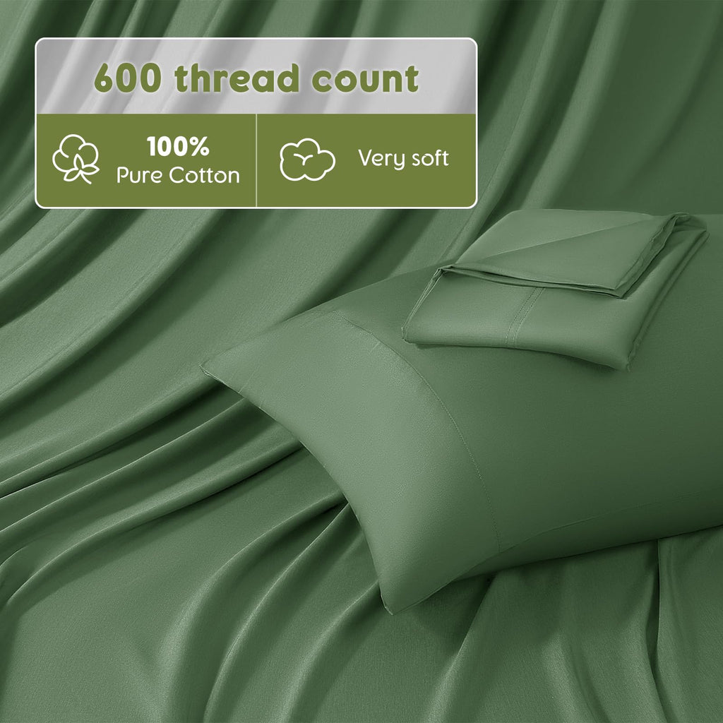 100% Egyptian Cotton Sheets Queen Size, 600 Thread Count