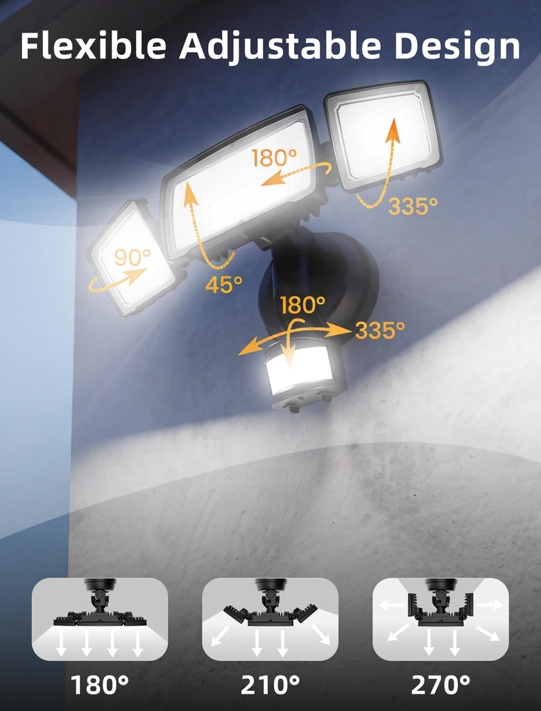 Security Lights Outdoor with Remote Control, 6500K Daylight LED Flood Light, IP66 Waterproof, Dusk to