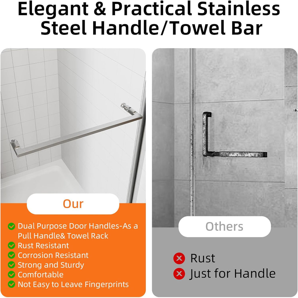 28-32" W x 72" H Frameless Pivot Shower Door