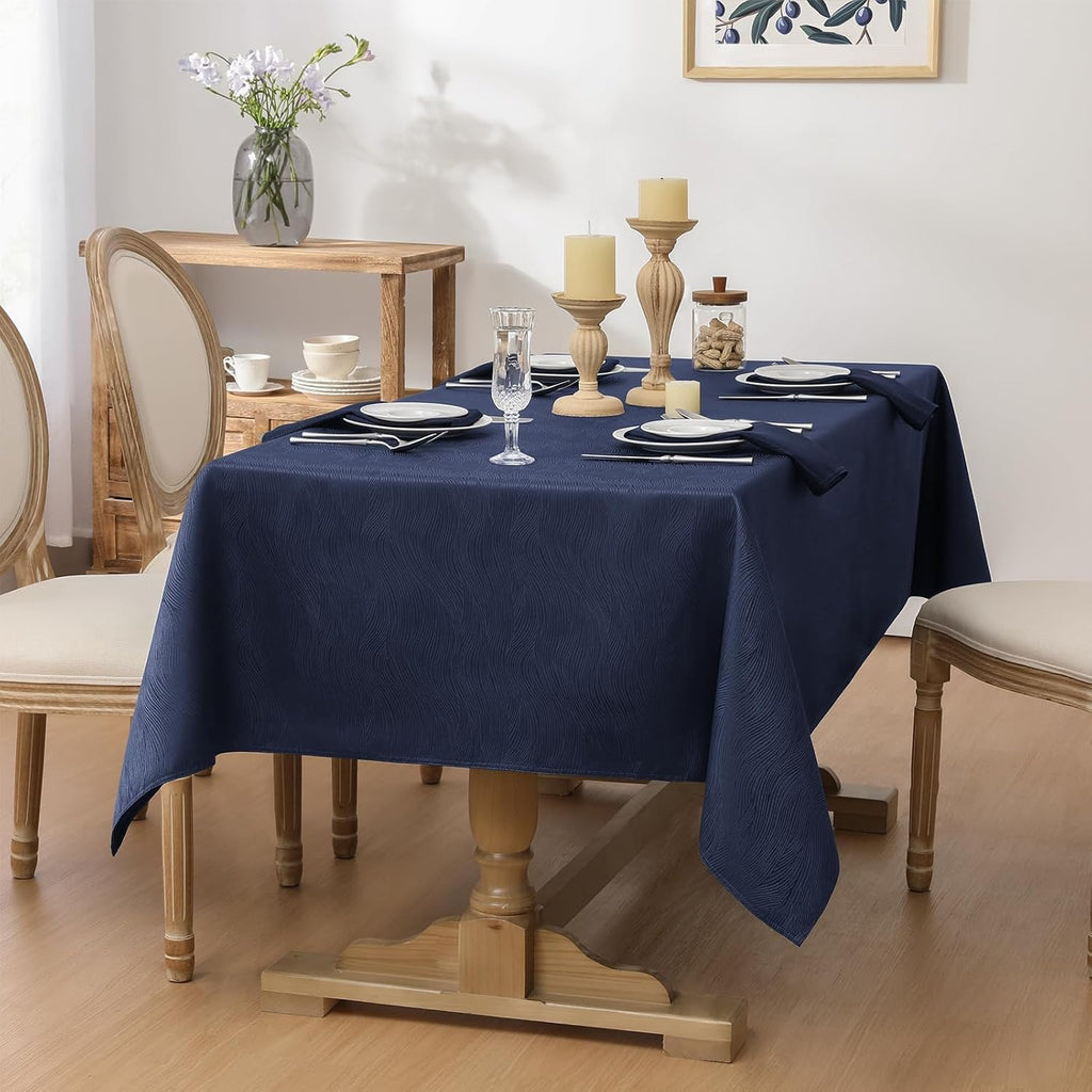 Jacquard Rectangle Tablecloth, Swirl Design Waterproof Stain Resistant Table Cover Wrinkle Free Heavy Weight Table