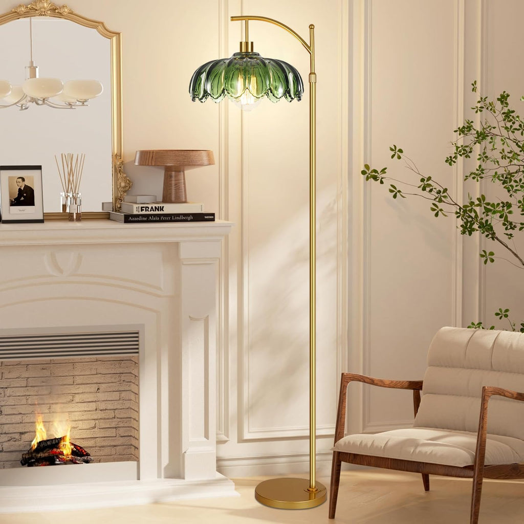 Gold Floor Lamp,Mid Century Modern Standing Lamp with Remote