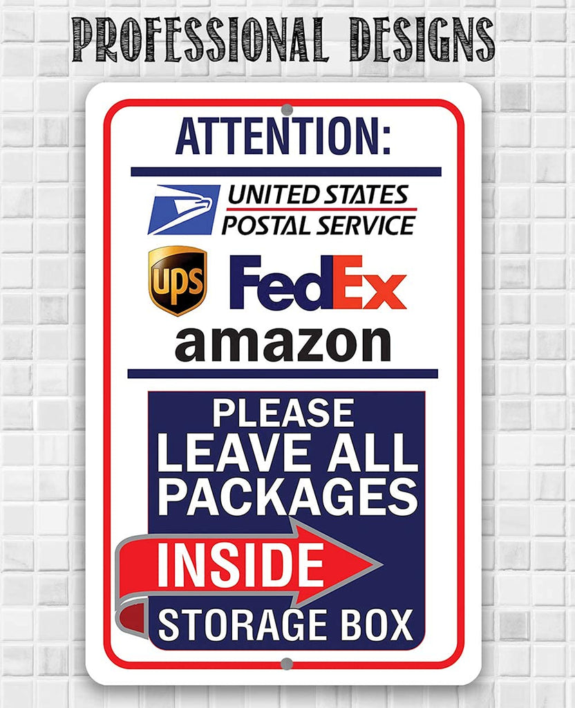 Delivery Sign for Package and Box Deliveries - Please Leave All Packages - Directional Deliveries Sign, Porch and